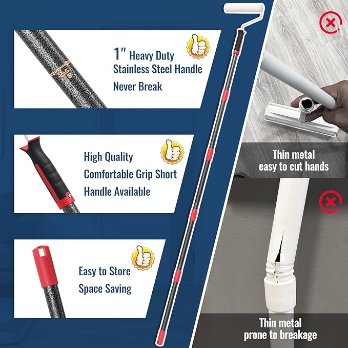 Lint Rollers for Pet Hair Extra Sticky, 9.45" Wide Large Lint Roller, 240 Adhesive Sheets Rollers, 79" Long Handle Sticky Mop for Carpets, Clothing, Floor, Bed, Home Cleaning, Loving Pet Owners