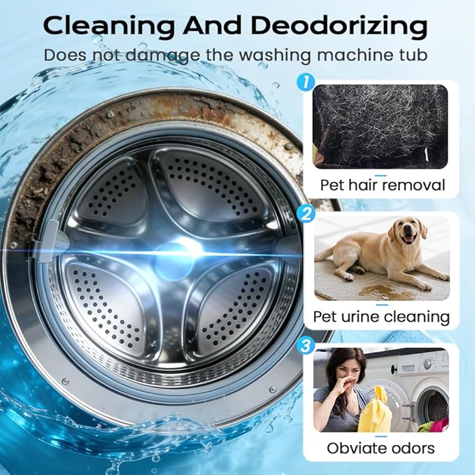Washing Machine Cleaner Tablets 12Pack, 12-Month Supply Deep Washer Cleaner, for Front & Top Load, Works for HE Washers (12pcs)