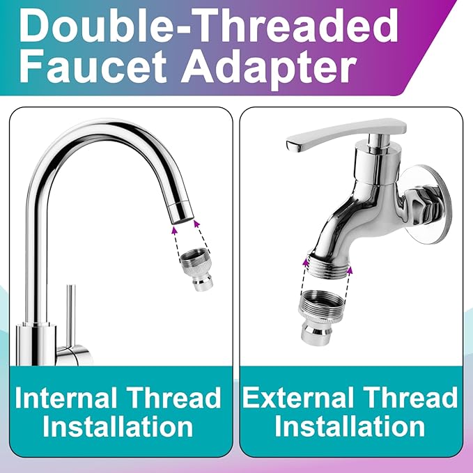 2 Pcs 10521 Dishwasher Snap Coupling Adapter, Compatible with Danco 10521, Brass 15/16"-27M or 55/64"-27F to 3/4" for Portable Washer & Sink Faucet