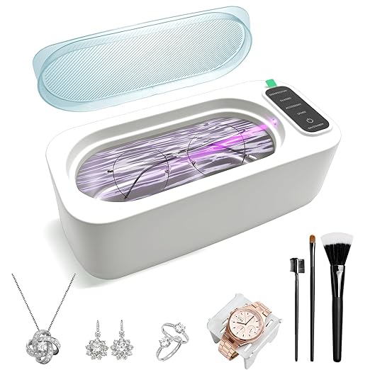 48kHz Ultrasonic Jewelry Cleaner Machine,350ml Stainless Steel Tank,4 Modes for Eyeglasses,Rings,Jewelry & More,Touch Screen Control,Gift for Wife,Mom,Daughter