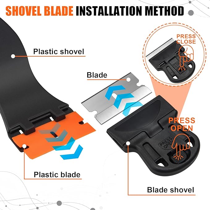 7 Pack Razor Blade Scraper Tool, Razor Scraper, Paint Scraper for Cleaning, With Extra 40Pcs Blade Scraper, For Cooktop, Wall, Floor, Glass Cleaning Scraper