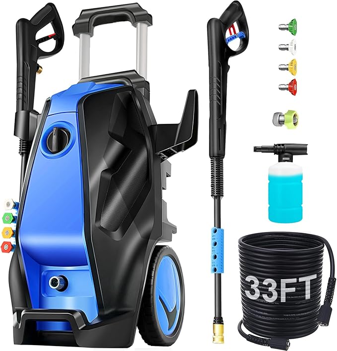 5000 PSI Pressure Washer with 33FT Hose Power Washers Powered Professional High Pressure Cleaner Machine, Foam Cannon, 4 Tips, powerwashers for Home Cars