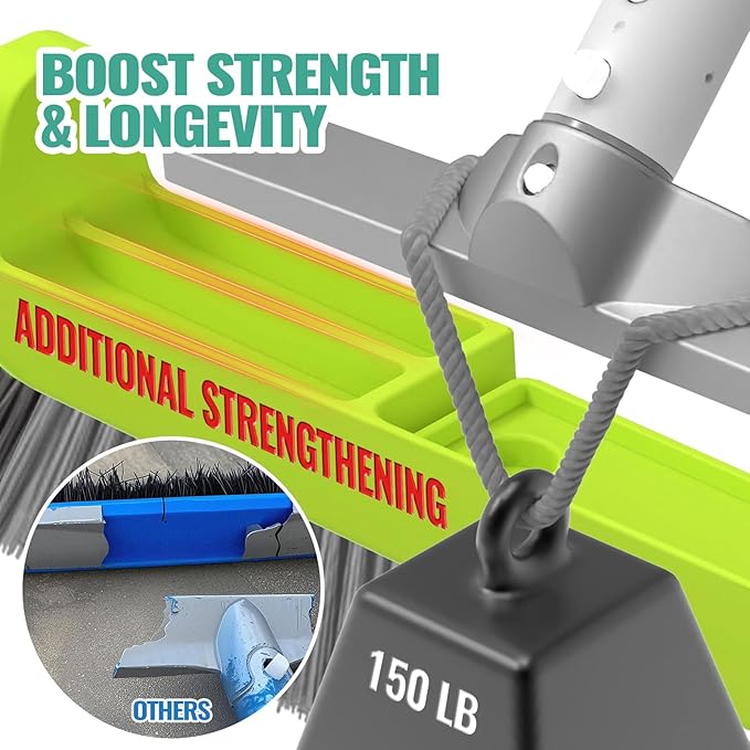 18" Pool Brush Head for Cleaning Swimming Pool Walls, Curved Ends High-Efficiency Scrub Brush for Tile, Flooring and Vinyl Pools, Fiberglass, Fits Φ1.25” Poles (Green & Dark Gray & Gray)