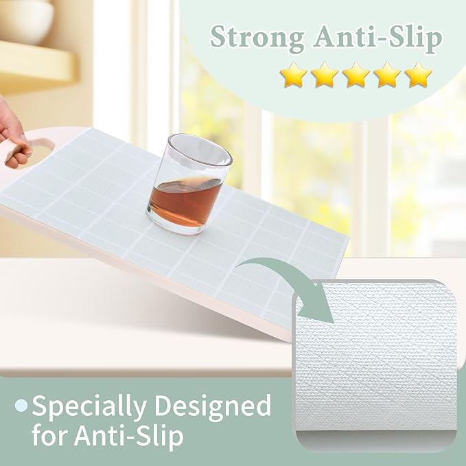 Drawer and Shelf Liner for Kitchen Cabinet: 17 in X 30 Ft Non Slip Waterproof Shelf Paper Non Adhesive Refrigerator Liners Light Gray Grid Easy Liners for Bathroom