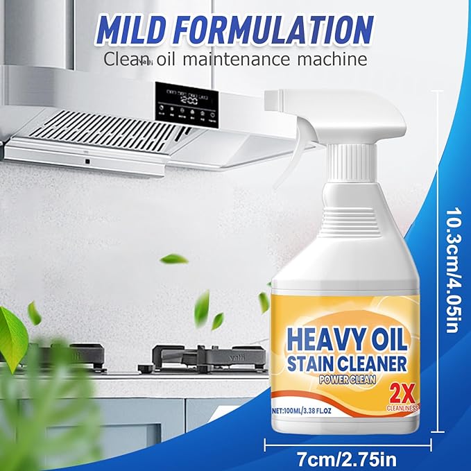 Kitchen Heavy Oil Cleaner Spray,100ML All Purpose Kitchens Heavy Oil Cleaning Agent, Grease Remover, , Multipurpose Kitchen Cleaner Spray for Countertops,stovetop , Ovens and Appliances (100ML-2PC)