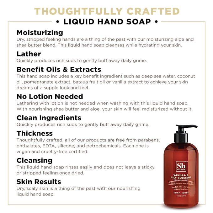 Soapbox Liquid Hand Soap Refill, Vanilla Bean, Gentle & Moisturizing Hand Wash for Kitchen and Bathroom, Vegan & Cruelty Free, 64oz Half Gallon Refill (Pack of 1)