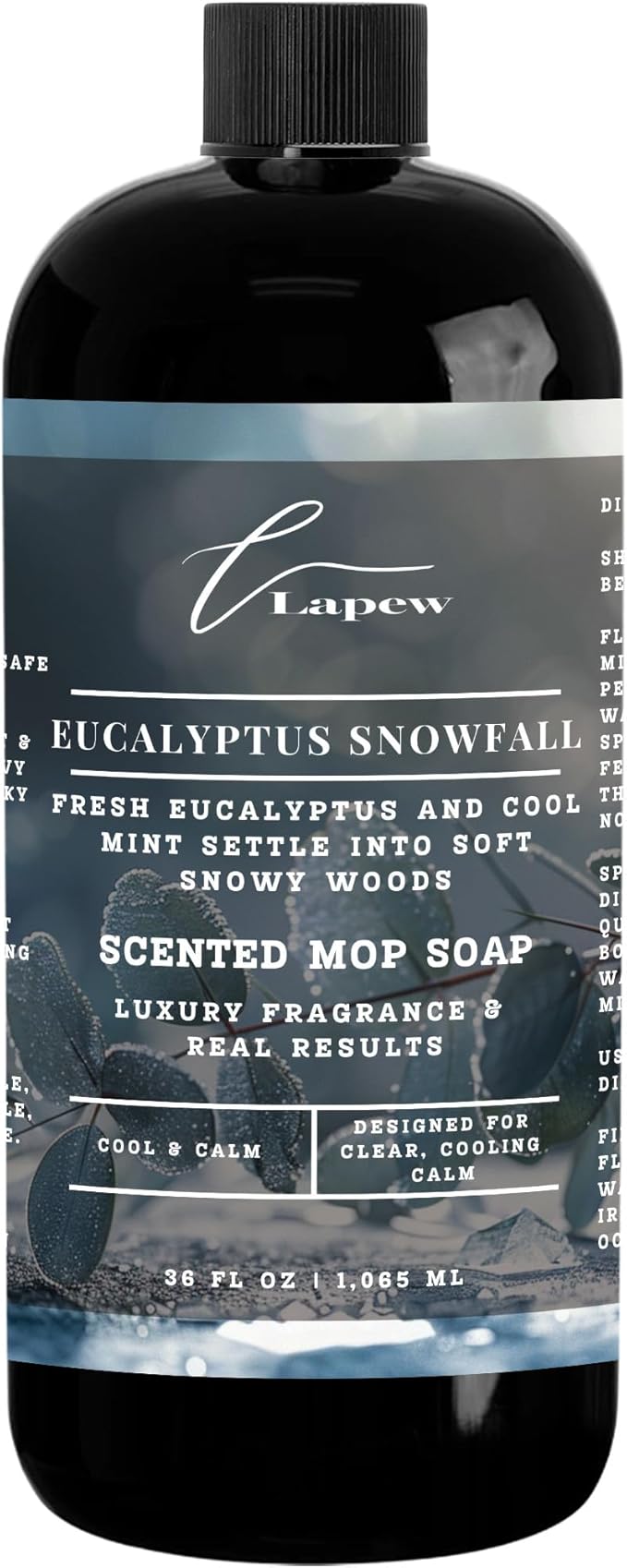 Luxury Floor Cleaner, Scented Mop Soap Concentrate | Hard Floor Cleaner for Tile, Vinyl, Laminate, LVP & Sealed Hardwood | Low-Foam, Streak-Free | 36 oz | Eucalyptus Snowfall