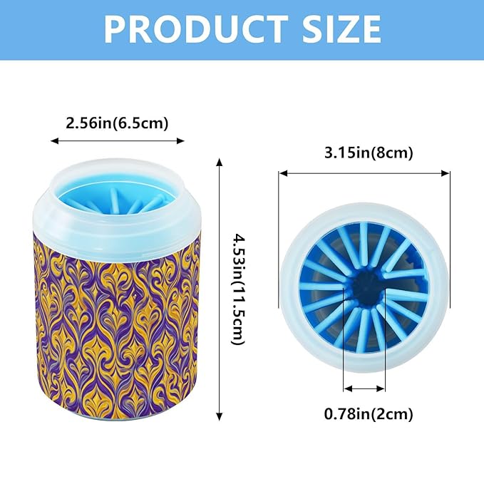 Dog Paw Cleaner Cups for Dogs Pets Foot Washer Paw Scrubber for Medium Small Cats Dogs Cute Cleaning Cup Purple Gold Mardi Gras