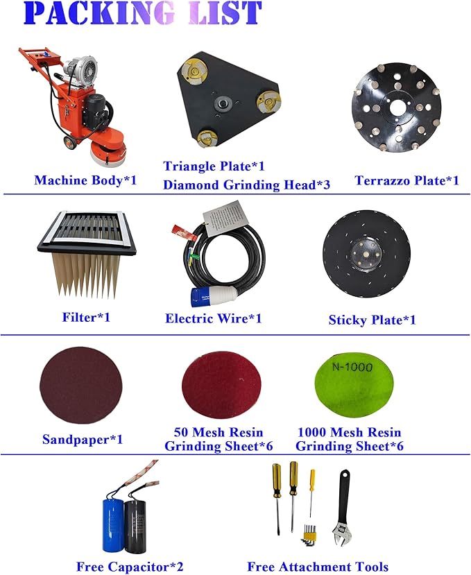 Cement Ground Grinder Epoxy Floor Grinding Machine Concrete Floor Polisher with 20L Vacuum Dust Collector Concrete Surface Grinder with Terrazzo Plate 220V
