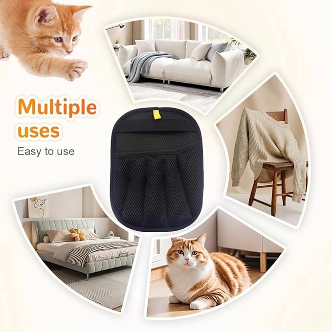 Pet Grooming Glove & Deshedding Mitt - Dual-Sided Massage and Hair Removal Glove for Dogs & Cats, Bathing Brush with Ergonomic Fit, 9.4 x 6.9 x 0.39 Inch