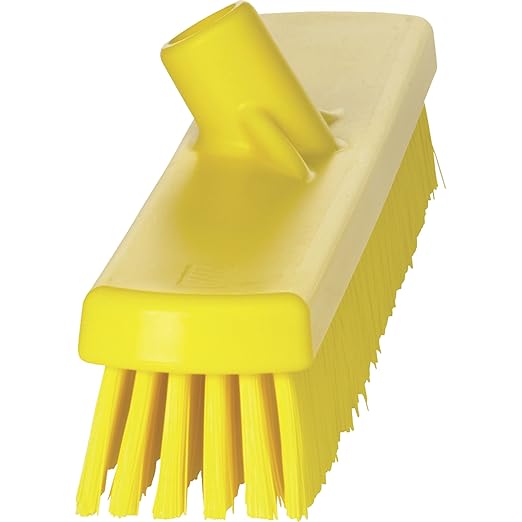 Vikan 70626 Brush,Wall/Floor Scrub,Stiff,19",PP/PBT,Yellow