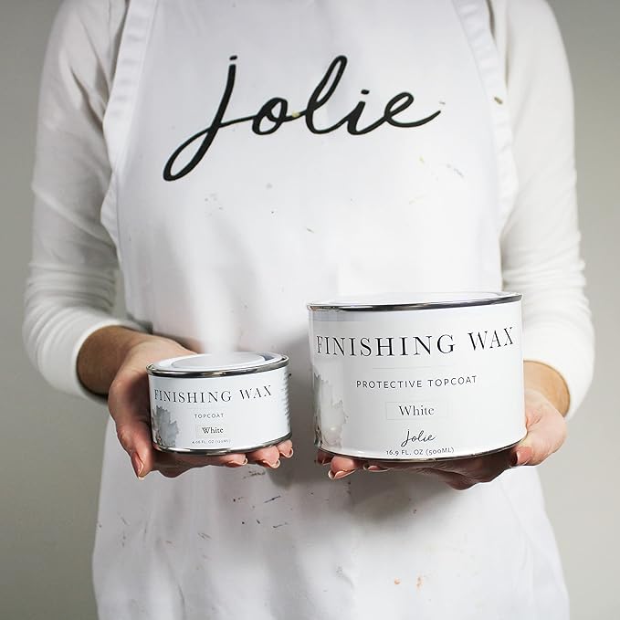 Jolie Finishing Wax - Protective topcoat Paint - Use on interior furniture, cabinets, walls, home decor and accessories - Odor-Free, Non-Hazardous - White - 500ml