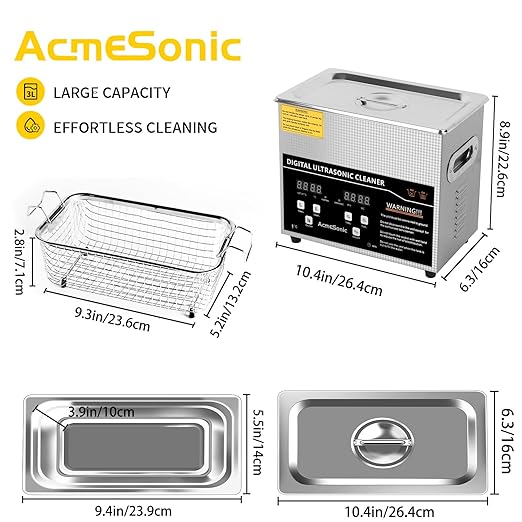 Ultrasonic Machine 3L Digital Ultrasonic Parts Cleaner with Timer 40kHz SUS 304 Stainless Steel Lab Sonic Cleaner for Professional Tools,Metal Parts,Jewelry,Eyeglasses