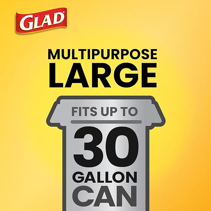 Glad Large 30 Gallon Trash Bags, Pine-Sol Heavy Duty Garbage Bags, Forceflex with Drawstring, 25 Count (Packaging May Vary)