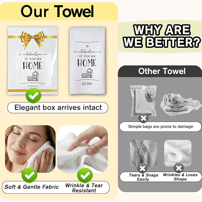 New Home Gift Kitchen Towels with Saying, Funny Decorative Hand Towel, Housewarming Gift Ideas for New Homeowners, Cute Funny Hand Towels Bathroom Kitchen 16x24 Inch-b08