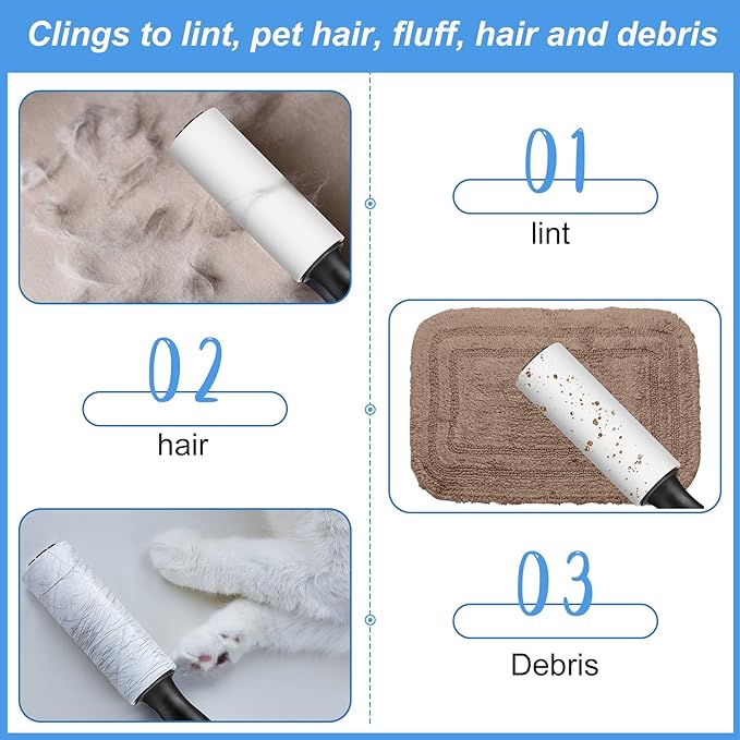 Zhehao 60 Pack Mini Lint Roller Bulk Small Lint Remover Travel Size Portable Brushes Sticky Roller for Clothes Pet Hair Furniture Couch Carpet Car Seats Bedding