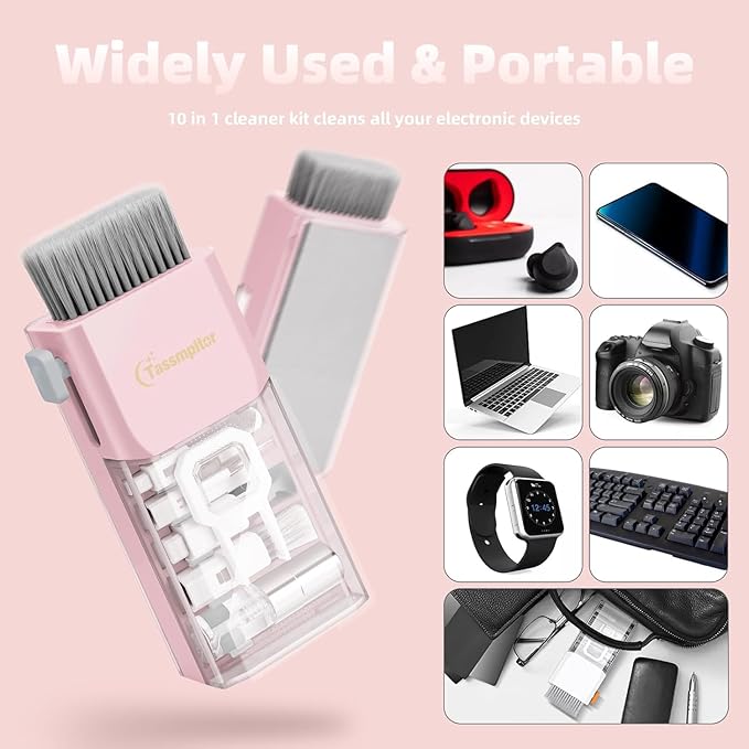 Keyboard Cleaning Kit, All in 1 Laptop Cleaning Kit for MacBook iPhone iPad Camera Lens Airpods Computer, Compact Keyboard Cleaner with Spray and Brush, Multitool for Electronic Screen
