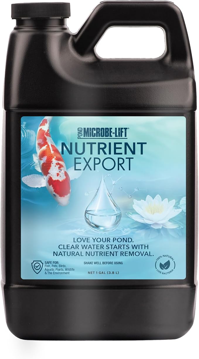 MICROBE-LIFT Nutrient Export Pond Water Clarifier, Natural Nutrient Remover to Combat Cloudy Water and Maintain Balance, 1 Gallon