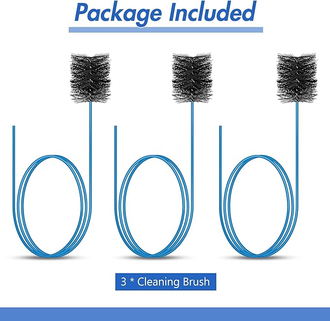 3 Pcs Condensate Trap Flexible Drain Brush, 48 Inch AC Drain Line Cleaning Brush for AC & HAVC Condensate P Trap, Blue