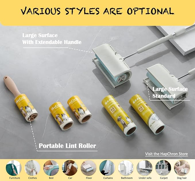 Extra Sticky Lint Roller Refills Only, Total 800 Easy Tear Sheets, Fits Most 3.9"-4" Standard Size Lint Roller with Inner Diameter at 1.5", Works Great On Pet Hair(Pack of 8)