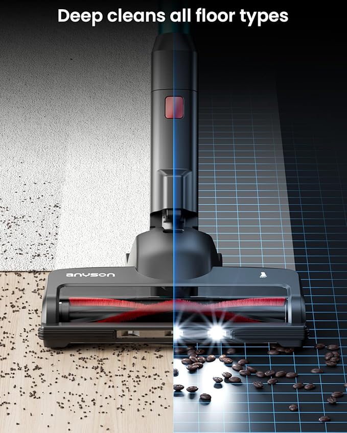 Cordless Vacuum Cleaner, 580W/50KPa Cordless Vacuum, 65 Mins Run Time, Self-Supporting Design,Stick Vacuum with OLED Display and Anti-Tangle Brush for Home, Carpets, Hard Floors and Pet Hair