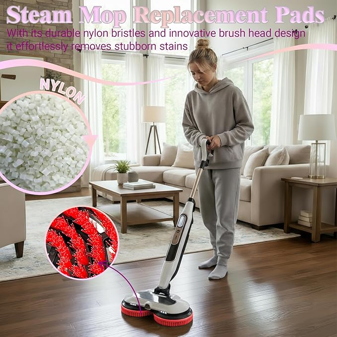 Steam Cleaner Mop Replacement Brush Heads for Shark steam and Scrub mop S7000 S7201 S7005 S7020 S7001C S7000AMZ S8001, Upgraded Scrubbing & Polishing Pads for Deep Cleaning Hard Floors, Black & Red