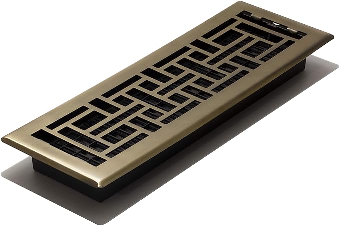 Decor Grates Oriental Floor Register, 4x14 Inches, Antique Brass Finish