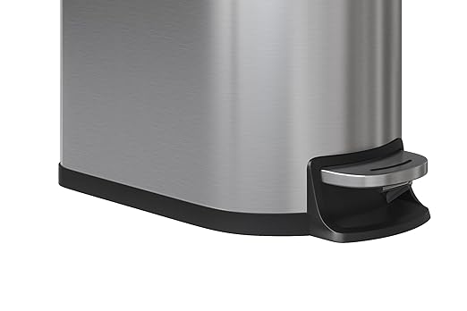 Garvee 13 gal / 50 L Stainless Steel Kitchen Trash Can with Lid, Slim Rustproof Garbage Can, Large Step-on Metal Trash Bin with Inner Bucket, Rear Handle, Soft Close Lid, Silver