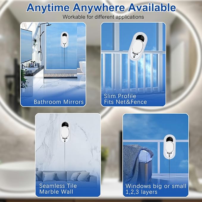 Window Cleaner Robot, 5600Pa Strong Suction Window Automatic Cleaning Robot, Smart Path Planning, Powerful Dual Spinning Mop, Remote Control, Dual Safety Protection for Effortless Cleaning