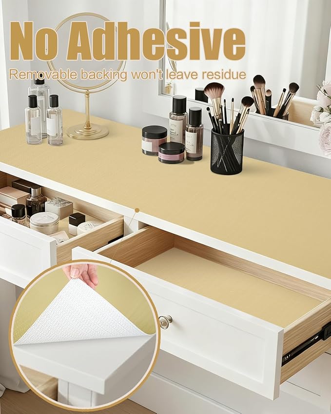 Shelf Liners for Kitchen Cabinets Non-Adhesive, Non-Slip Thickened Shelf Paper Waterproof Washable for Drawer Dresser Pantry Shelve Bathroom Protector Liner