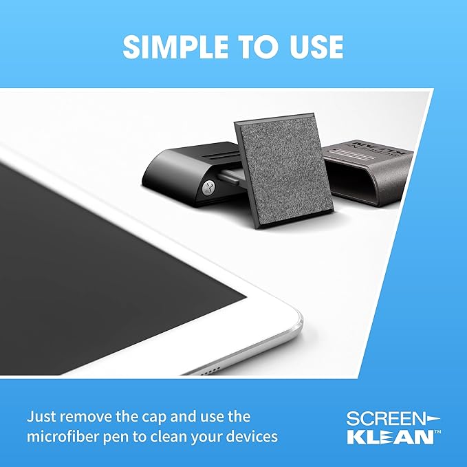 CarbonKlean ScreenKlean Tablet Screen Cleaner - Compatible with iPad, Android & Amazon Tablet - with Carbon Microfiber Tech-Electroplated Silver-1 Count (Pack of 1)