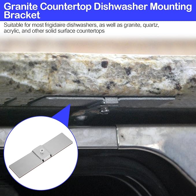𝙐𝙥𝙜𝙧𝙖𝙙𝙚𝙙 Granite Dishwasher Mounting Brackets Replacement Dishwasher Installation Bracket on All Solid Surfaces, Quartz, Corian, Granite, and Marble Countertops - 2 Pack