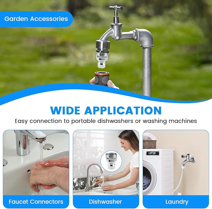 SDTC Tech Dishwasher Faucet Adapter, 2 Pack Portable Dishwasher Snap Adapter Connection Accessories 15/16-27 Male or 55/64-27 Famale, for Kitchen/Bathroom Faucet, Chrome