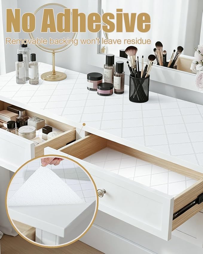 Shelf Liners for Kitchen Cabinets Non-Adhesive, Non-Slip Thickened Shelf Paper Waterproof Washable for Drawer Dresser Pantry Shelve Bathroom Protector Liner