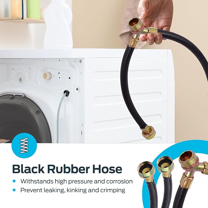 Eastman 12 Inch Rubber Washing Machine Connector, 3/4 In. FHT x 3/4 In. MHT, Y-Mixer Hose, 60349N