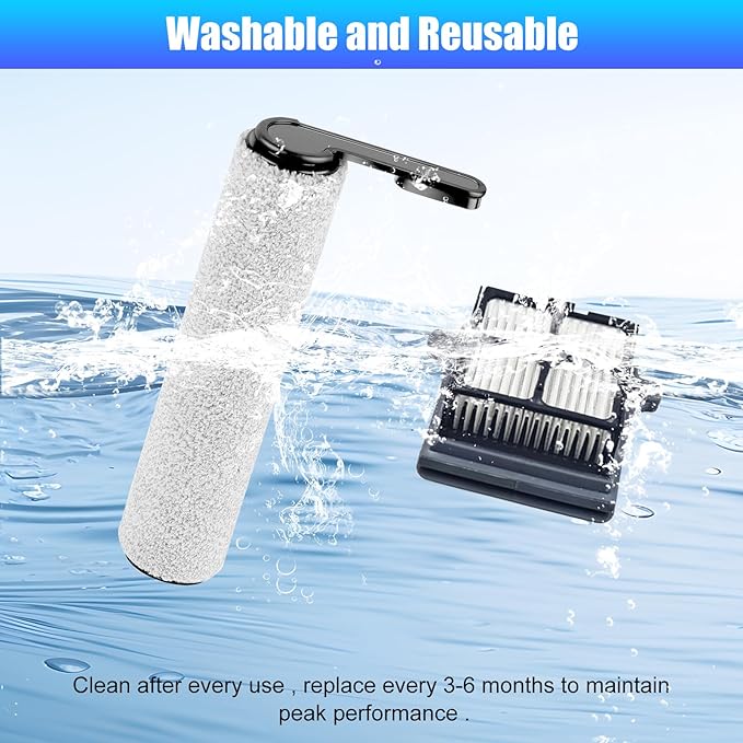 Replacement Brush Rollers and HEPA Filters for Tineco Floor ONE S6 / S7 Pro Cordless Wet Dry Vacuum Cleaner 2 Brush Rollers, 2 HEPA Filters with Clean Tool