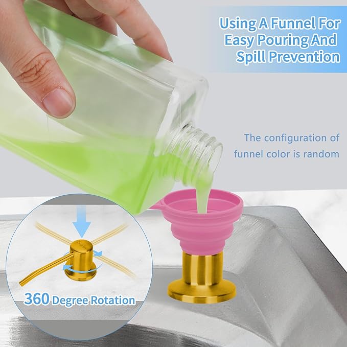 Soap Dispenser for Kitchen Sink Black Built in Soap Dispenser Pump Dish Liquid Countertop with Bottle