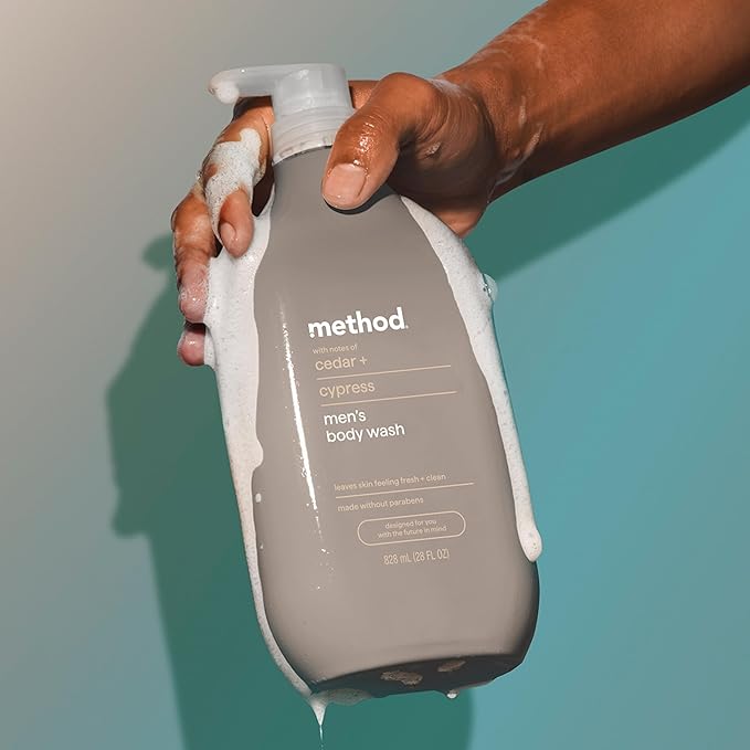 Method Men Body Wash, Cedar and Cypress, Paraben and Phthalate Free, Quick-Lathering Cleansers, Cruelty Free, 28 oz