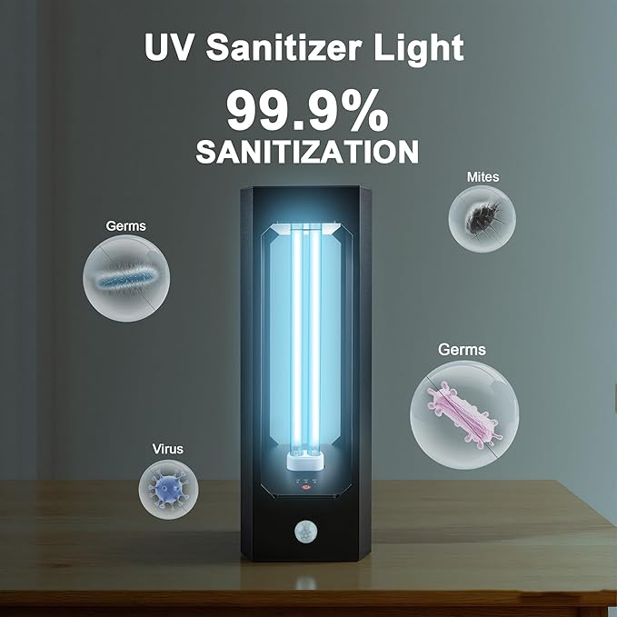 UV Light Sanitizer with Infrared Sensor and 3 Timers, 42W Excimer UVC lamp Light for Home Disinfection, Up to 300 Square FT for Germs, Virus, Mold and Dust Mites