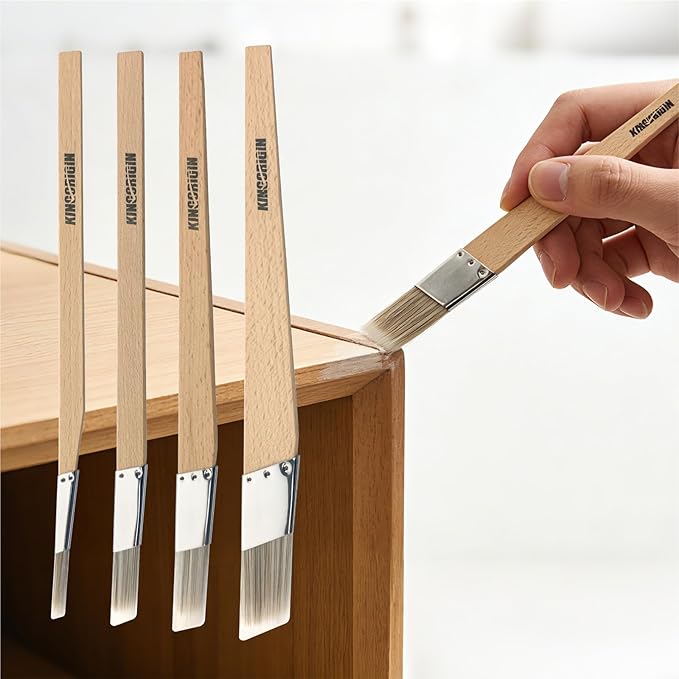 Trim Paint Brushes Set of 4-0.25", 0.5", 0.7", 1" Slant Lining Fitch Paint Brushes for Detail, Small Cutting in Brushes for Trim, Edges and Crafts
