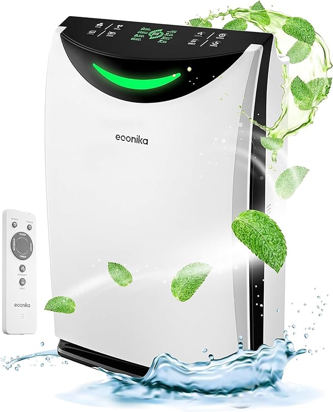 Air Purifier and Humidifier Combo – HEPA Air Purifier with UV Light, Quiet for Bedroom and Living Room – Whole House Large Room Cleaner