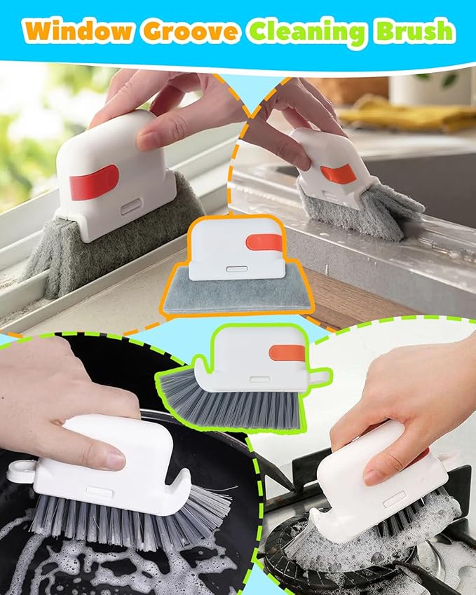 11 Pcs Blind Cleaner Duster Tool Kit – Mini & Window Blinds Cleaner Brush Set, Air Vent & Track Cleaning Tools, Window Groove & Sill Scrubber for Home, Car, AC, Sliding Doors - Blue