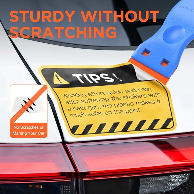 Plastic Razor Blades Scraper Tool - 2 Pack Wall Paint Remover with 100 Pcs Plastic Blades Kit No Scratch Car Window Glass Wood Sticker Removal Floor Stove Kitchen Vinyl Adhesive Decal Tape Cleanings