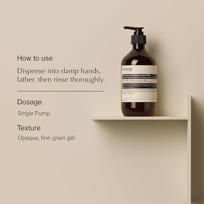 Aesop Resurrection Aromatique Hand Wash | Citrus, Woody, Herbaceous | Gentle Cleanser For Hydrated Skin | 500mL / 16.9 oz (Pack of 3)