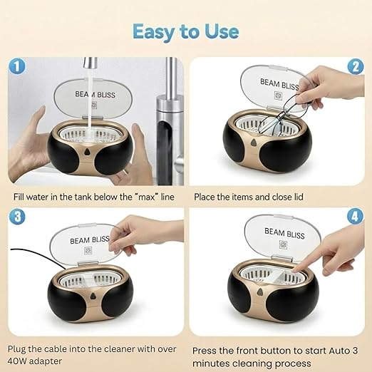 40W Professional Ultrasonic Jewelry Cleaner with 3-Minute Auto Timer, 42kHz to 48kHz Gold Jewelry Cleaner, Glasses, Watches & Mouth Guard Cleaner, 20oz, 304 Stainless Steel Tank