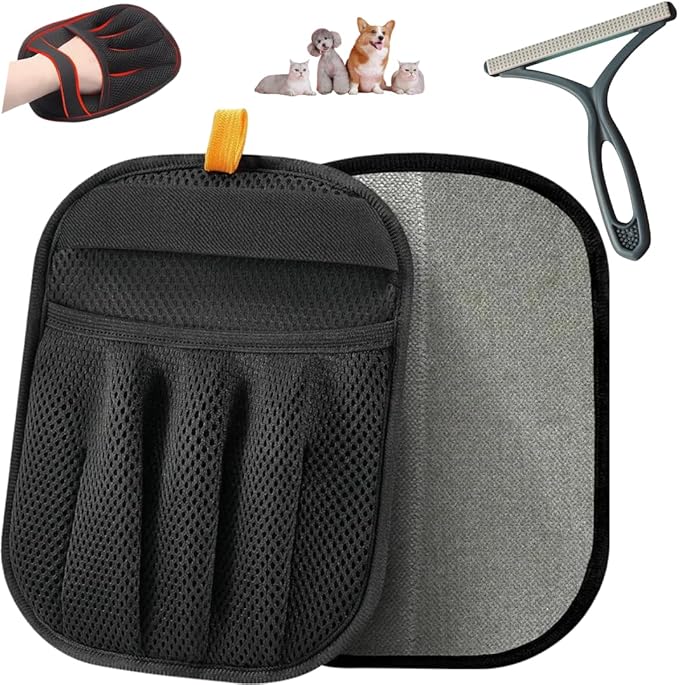 Electrostatic Pet Hair Remover Glove – Black, Ambidextrous, Reusable for Cats and Dogs