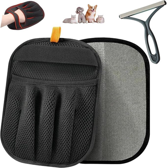 Electrostatic Pet Hair Remover Glove – Black, Ambidextrous, Reusable for Cats and Dogs