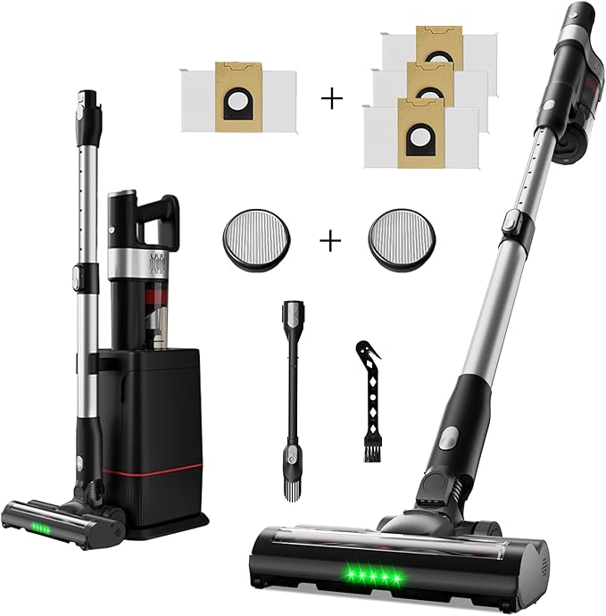 DlandHome Cordless Vacuum Cleaner, Portable Rechargeable Stick Vacuum with Auto-Empty System, Up to 45 Minutes, 2.5L Dust Cup, LED Headlights, 35KPA Powerful Suction for Home Pet Hair Carpets