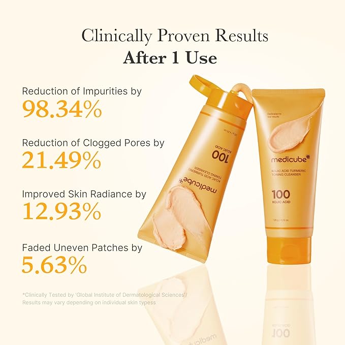 medicube Facial Cleanser Kojic Acid Turmeric Whip Cleanser | Cleansing Foam for Brightening, Balancing | Fade Appearance of Uneven Patches & Ideal for Use After Spot Care | Korean Skincare, 4.23 oz
