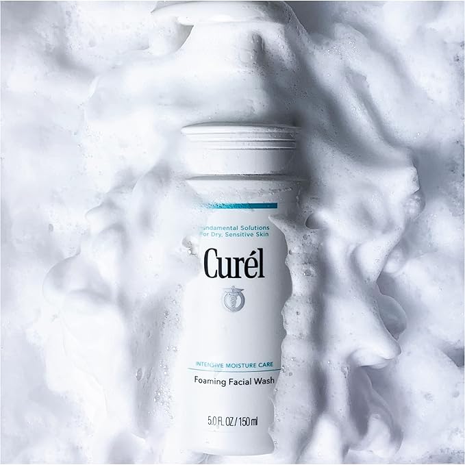 Curel Japanese Skin Care Foaming Daily Face Wash for Sensitive Skin,Hydrating Facial Cleanser for Dry-Skin,pH-Balanced and Fragrance-Free,5 Oz (Step 2 of 2-Step Skincare),(Pack of 2)